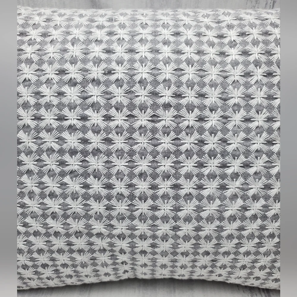 FRYE Decorative Embroidery Pillow From the 4 Piece Queen Quilt Set gray & white